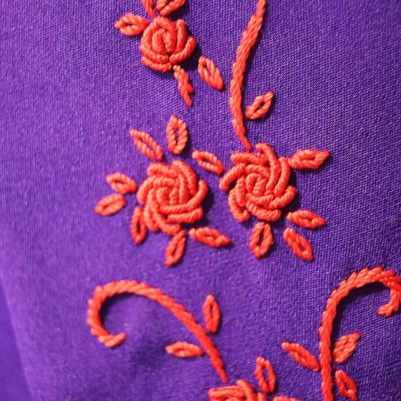 Richard Tyler Couture Vintage Purple & Red Embroidered Silk Blazer 12 - Picture 11 of 15